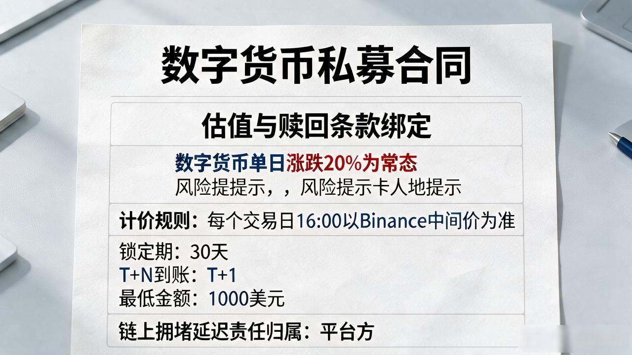 数字货币私募合同关键风险条款_数字货币私募合同模板_链上资产估值赎回机制