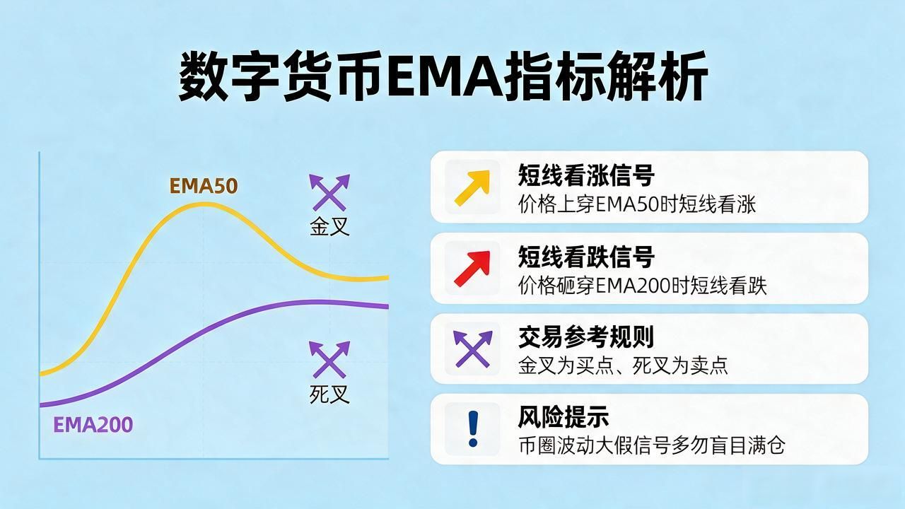 比特币K线图中EMA20 EMA50 EMA200实战用法_数字货币ema是什么意思通俗解释_EMA指数移动平均线核心原理与计算方式
