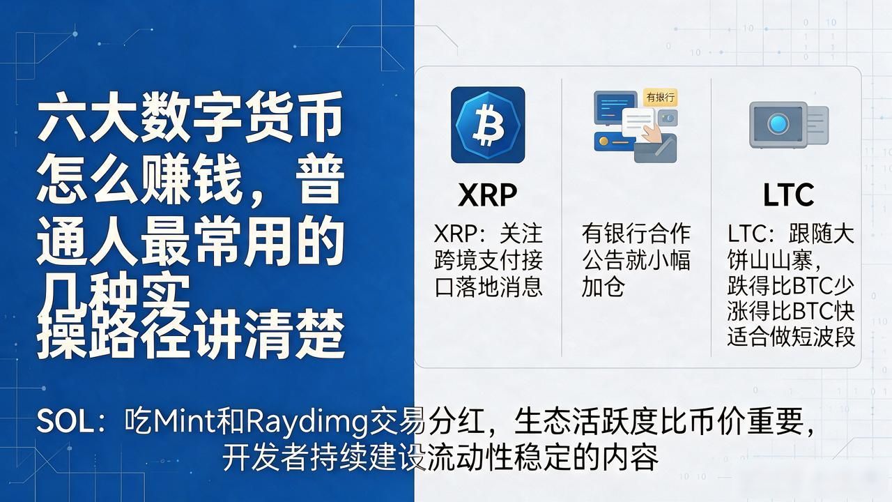 六大数字货币怎么赚钱，普通人最常用的几种实操路径讲清楚
