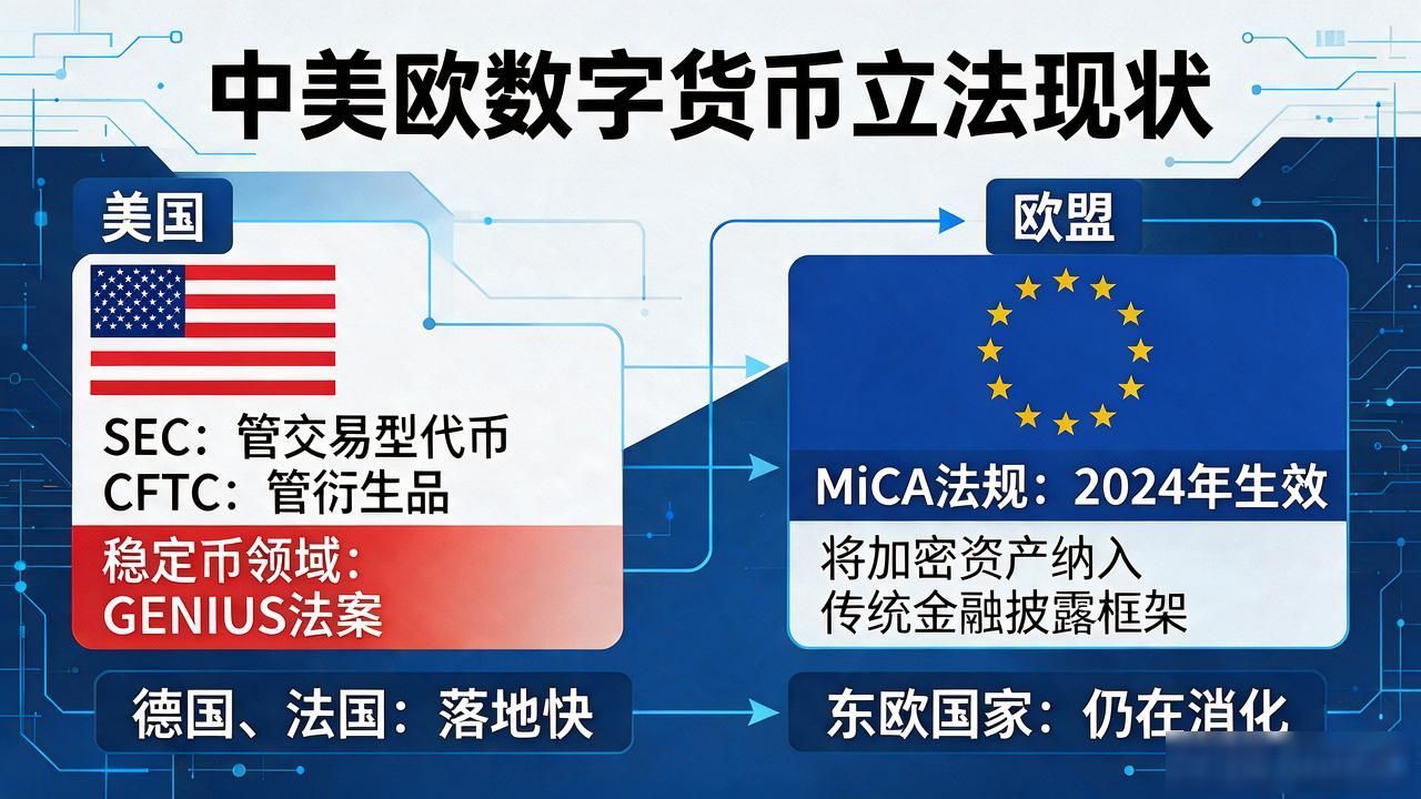数字货币立法现状大白话：中美欧到底管没管住，卡在哪一步