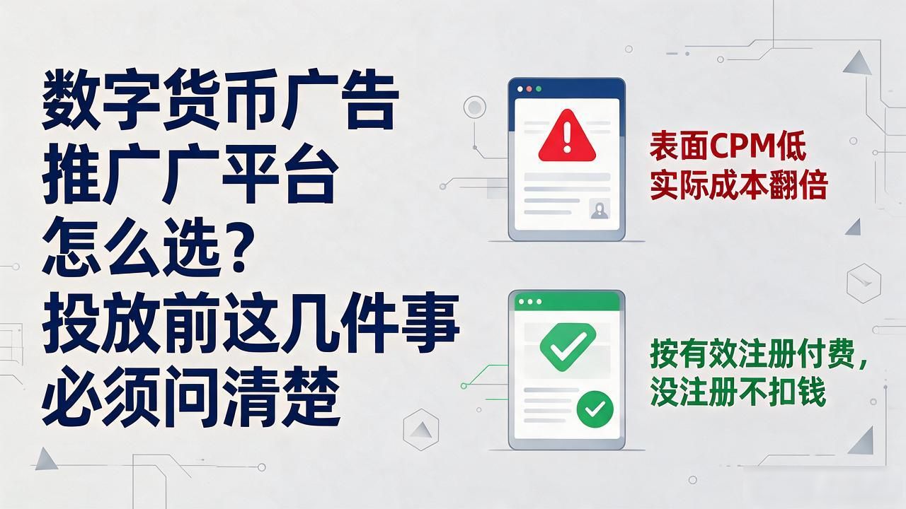 数字货币广告推广平台怎么选？投放前这几件事必须问清楚